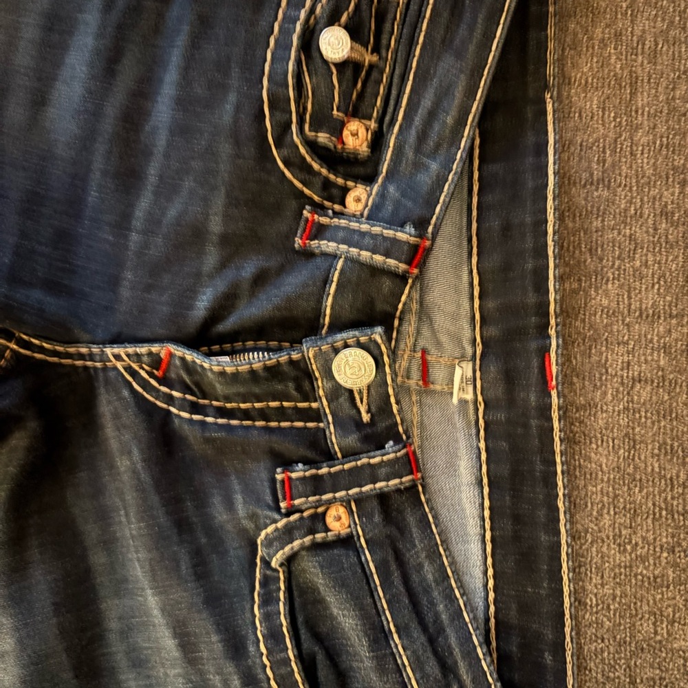 True Religion Dark Blue Skinny Jeans with Contrast Stitching